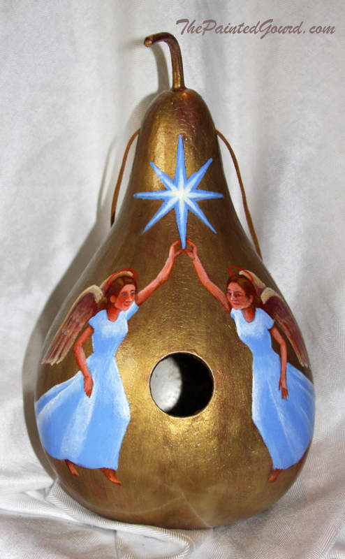 blue angels on gold pear gourd